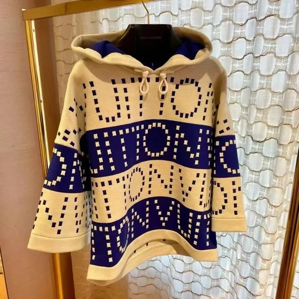 LOUIS VUITTON NWT SIGNATURE CHUNKY STRIPES HOODIE OVERSIZED LOGO SMALL LV